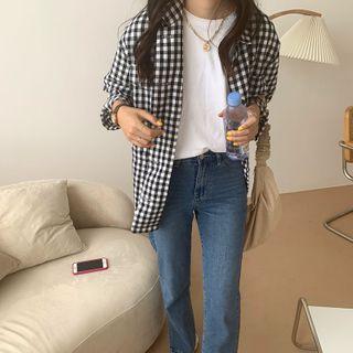 Gingham Button Jacket Gingham - Black & White - One Size