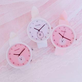Bear Print Lettering Strap Watch
