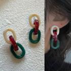 Chunky Chain Resin Dangle Earring 1580a - 1 Pair - Beige & Red & Green - One Size