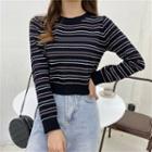 Striped Long-sleeve Knit Top - 4 Colors