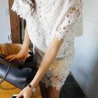 Short-sleeve Lace Shift Dress