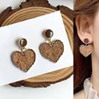 Wooden & Glaze Heart Dangle Earring