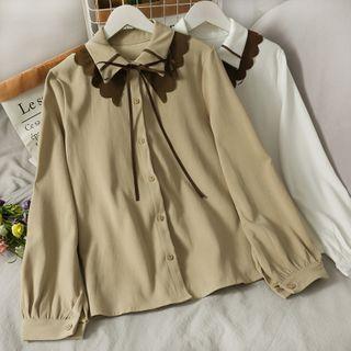 Color-block Bow Shirt