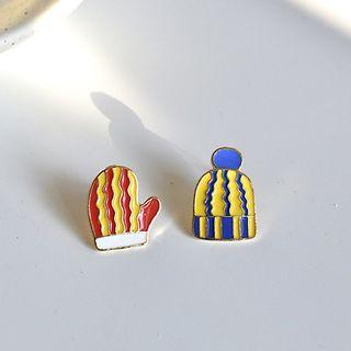 Non-matching Alloy Beanie & Mitten Earring 1 Pair - Stud Earrings - One Size