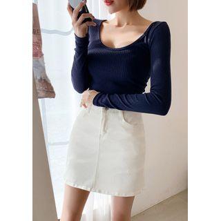Scoop-neck Ribbed Top (4 Colors)