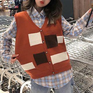 Color Block Buttoned Vest