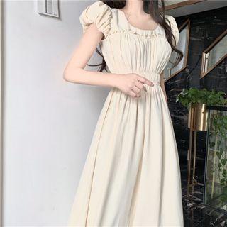 Puff Sleeve Ruched Maxi Dress