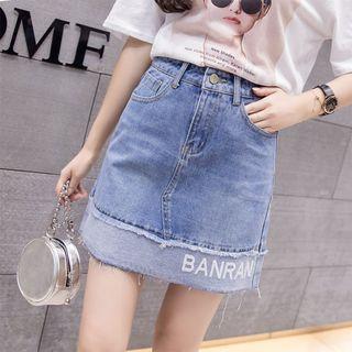 Letter Denim Mini Skirt