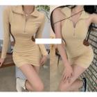 Long-sleeve Two-tone Slim-fit Dress / Sleeveless Two-tone Slim-fit Dress