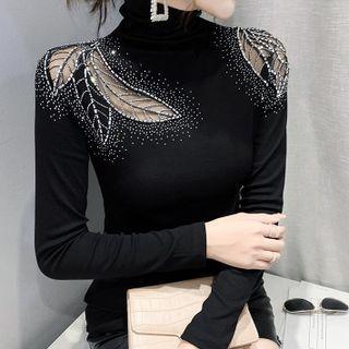 Turtleneck Rhinestone T-shirt