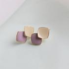 Two-tone Geometric Stud Earring 1 Pair - Purple & Almond - One Size