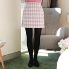 A-line Plaid Miniskirt Pink - One Size