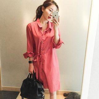 Stand-collar Sheath Long Dress