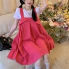 Short-sleeve T-shirt / Suspender A-line Dress
