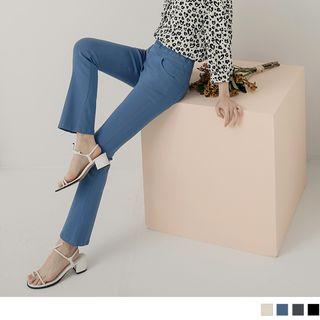 Elastic Waist Boot-cut Pants