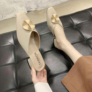 Chunky Heel Metal Disc Mules