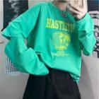 Long-sleeve Print Cutout T-shirt