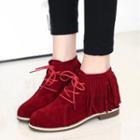 Fringed Lace-up Ankle Boots