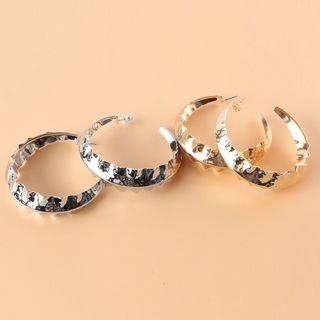 Textured Alloy Open Hoop Earring