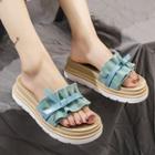 Frilled Platform Slide Sandals