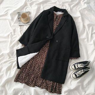 Bell-sleeve Floral Dress / Button Coat