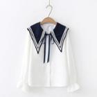 Sailor Collar Bell-sleeve Chiffon Top
