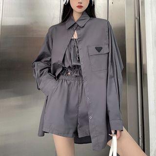 Frill Trim Tube Top / Shorts / Plain Shirt