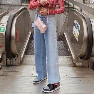 High Waist Gradient Straight Leg Jeans