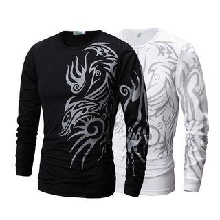 Long-sleeve Dragon Print T-shirt