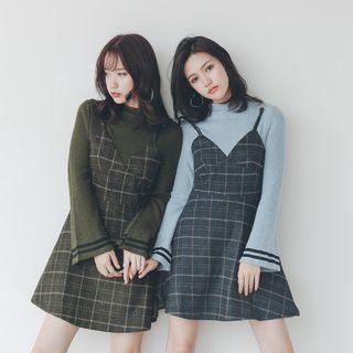 Mock Two-piece Bell-sleeve Dress