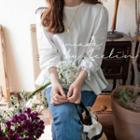 Tie-back Ruffle-hem Blouse Ivory - One Size