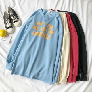 Lettering Fray-hem Sweatshirt