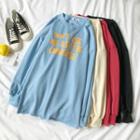 Lettering Fray-hem Sweatshirt