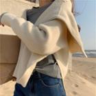 Plain Loose-fit Zip Cardigan Almond - One Size