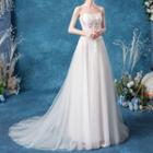 Lace Trained Tube A-line Wedding Gown