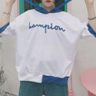 Letter Panel Elbow-sleeve Hoodie