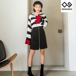 Plus Size Zip-front Skirt
