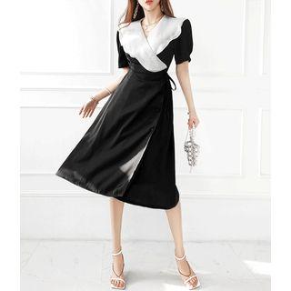 Wide-collar Wrap Dress