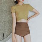 Short-sleeve Wrap Two-tone Tankini