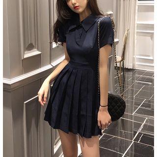 Plain Pleated Polo Dress