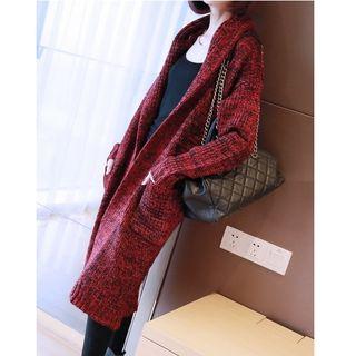 Melange Hooded Chunky Long Cardigan