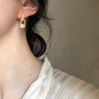 Asymmetrical Rhinestone Drop 925 Sterling Silver Earring