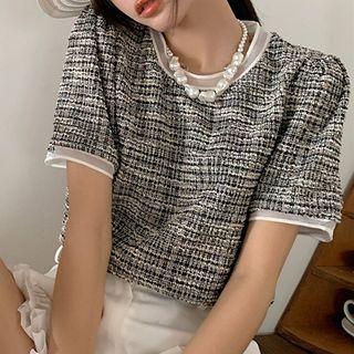 Short-sleeve Tweed T-shirt