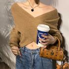 Off-shoulder Asymmetrical Long-sleeve Cropped Sweater