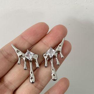 Rhinestone Drip Stud Earring / Clip-on Earring