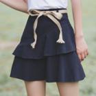 Plain Ruffle Trim A-line Skirt