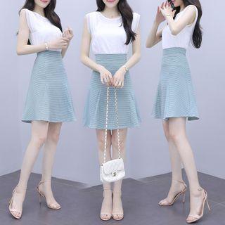 Set: Sleeveless Top + Mini A-line Skirt