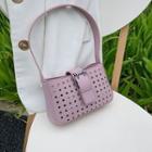 Perforated Faux Leather Shoulder Bag