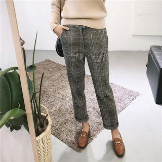 Check Cropped Dress Pants