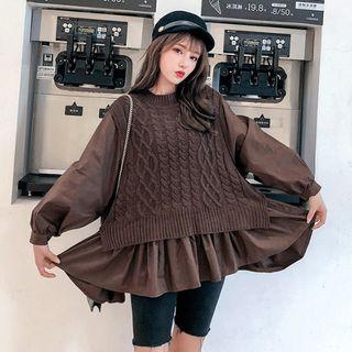 Mock Two Piece Cable-knit Sweater